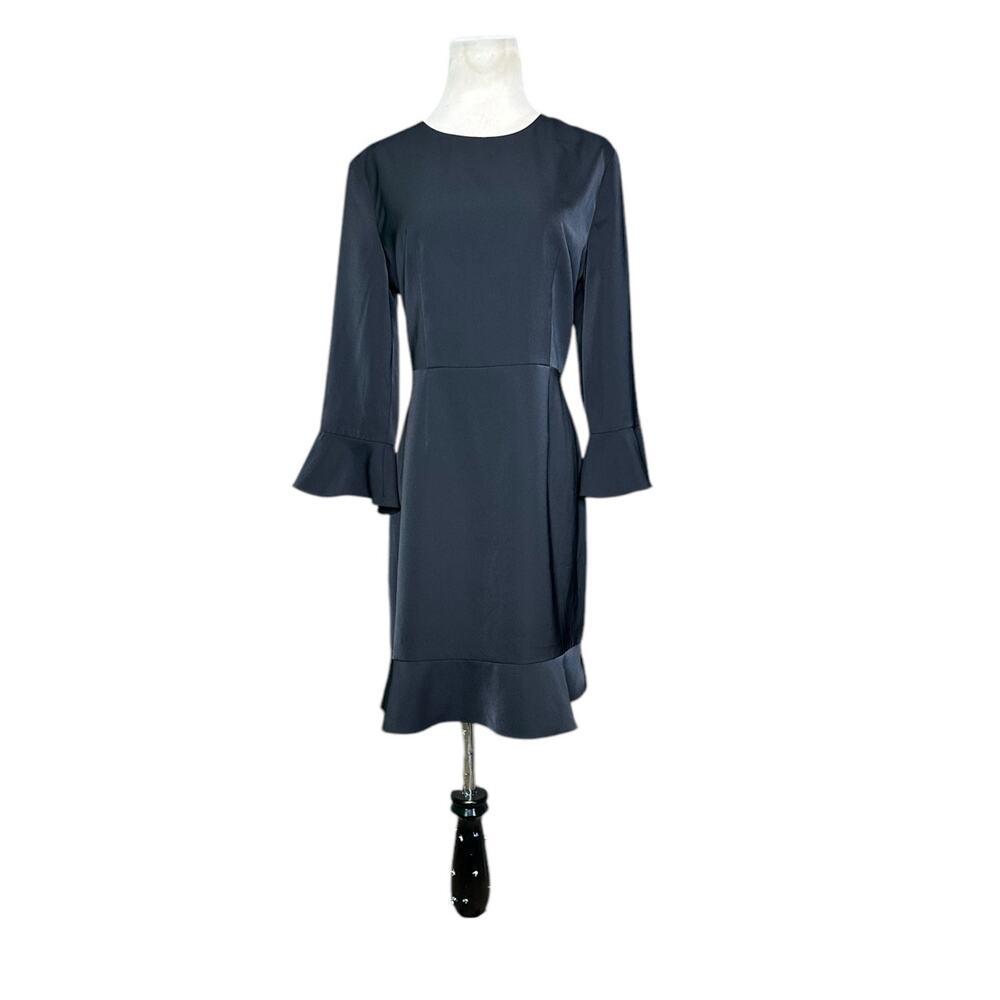 Chica black satin bell sleeves sheath cocktail dress size M